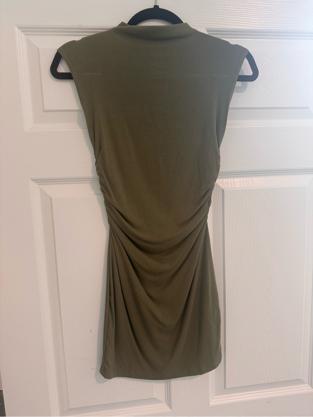 Sleeveless Olive Green Ruched Dress